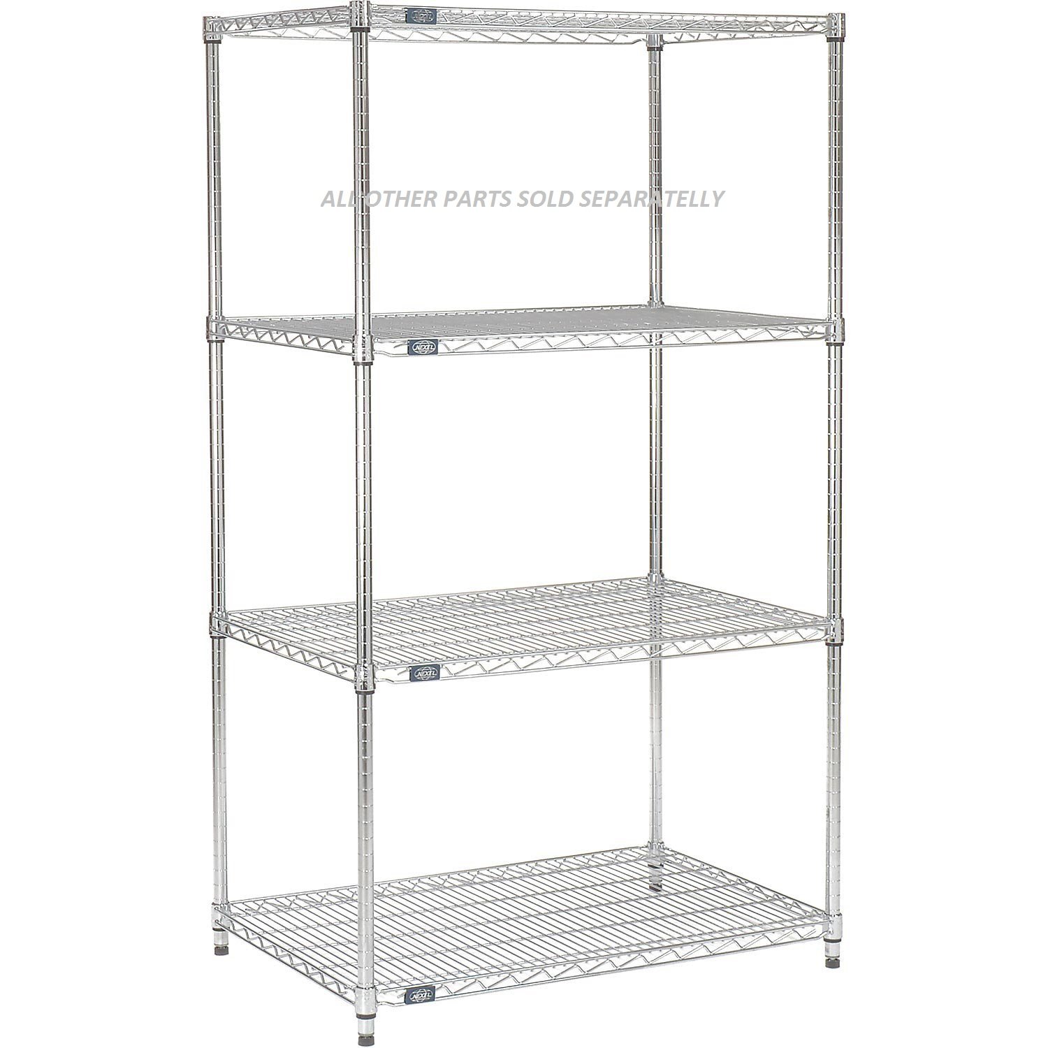 Nexel Additional Wire Shelf for Wire Shelving Units, 600-800 lb Capacity, 18W x 30L, Chrome Finish